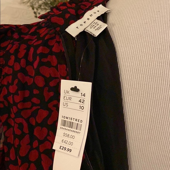 Topshop high neck mini dress in red animal print - Picture 3 of 12